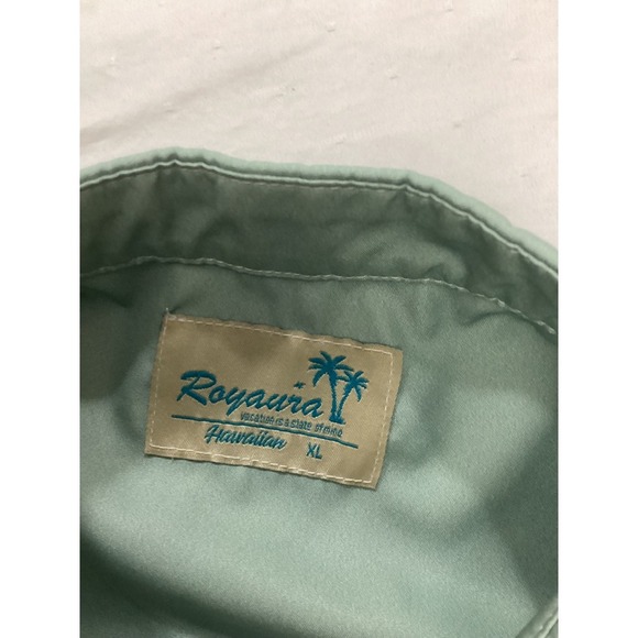 Royaura Hawaiian Men's Shirt XL Palm Tree Print Button Down Short Sleeve Resort - Picture 4 of 6